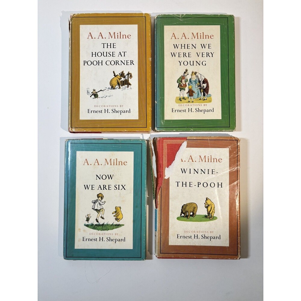 Vintage Pooh's Library 4 HC Set A A Milne Shepard DJ 1961 Kids Fantasy